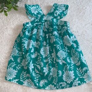 NWT Janie and Jack Green Floral Dress & Bloomers 6-12M